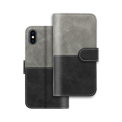 retro flip color matching pu leather phone case