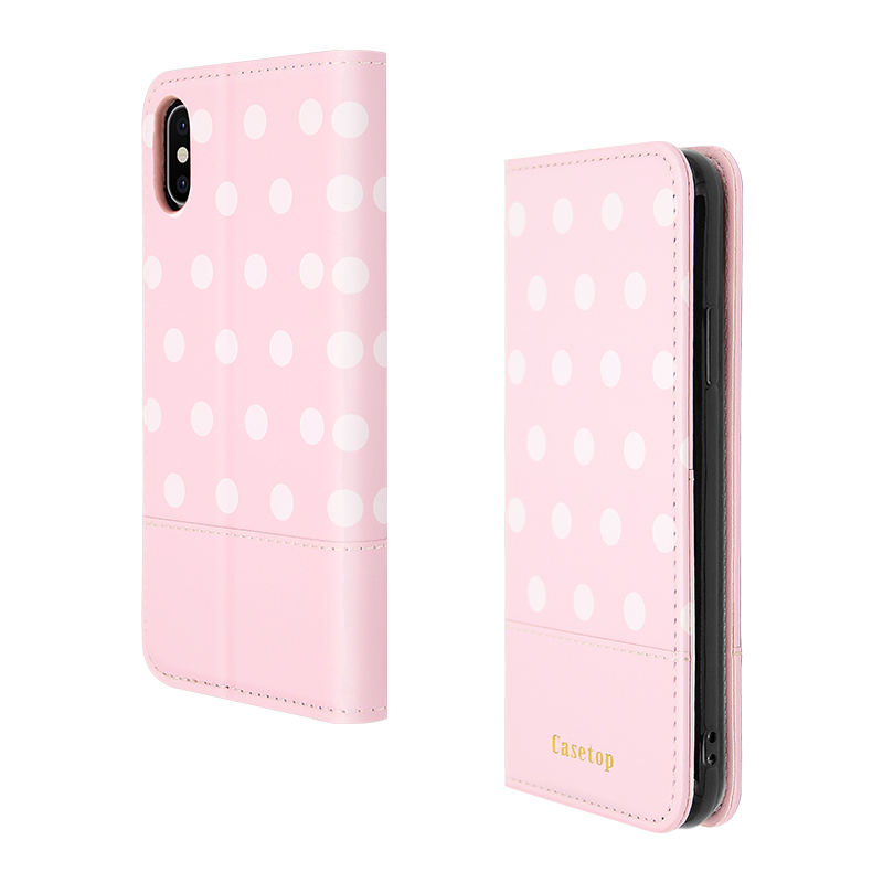 leather case with polka dot