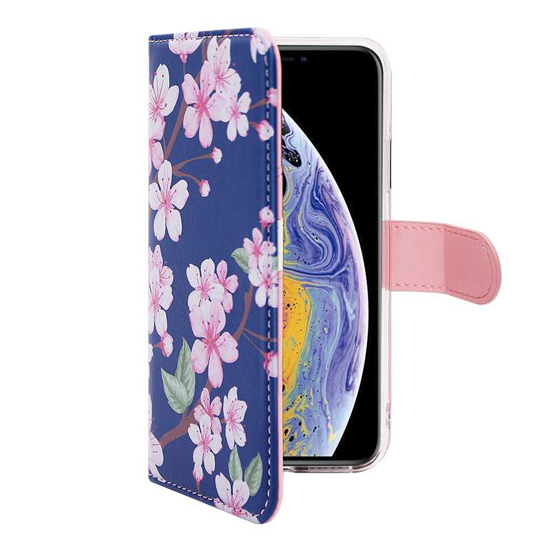 blue cherry blossom flip case