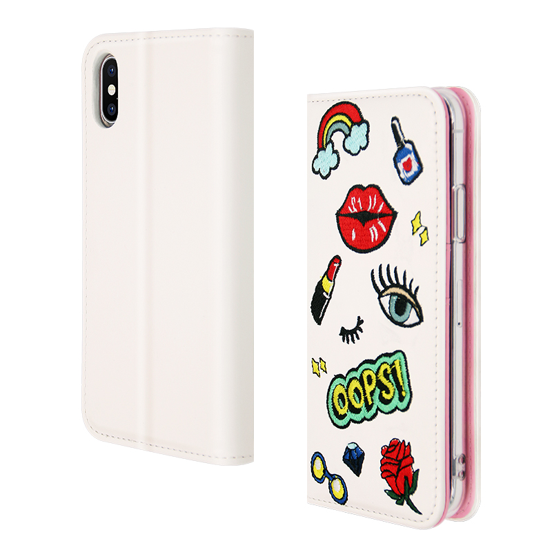embroidery flip leather phone case