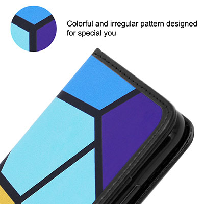colorful irregular geometric flip leather case