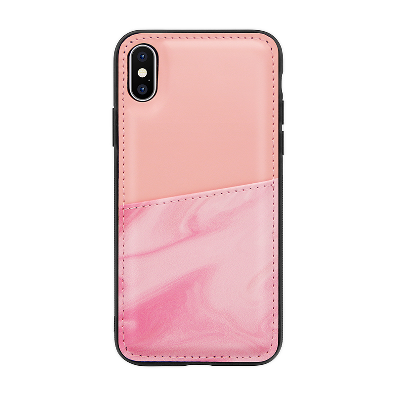 pink marble pattern PU leather case