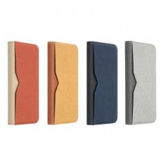 color matching pu leather phone case with outer card slot