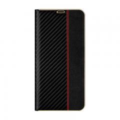 Customized  carbon fiber PU protective Leather Mobile Phone Gold edge