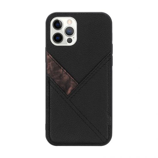 Sleek marble texture double color leather case for Iphone 12