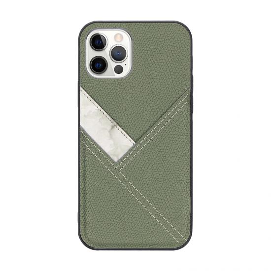 Sleek marble texture double color leather case for Iphone 12