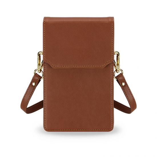 fashion shoulder strap vertical pu leather phone pouch bag