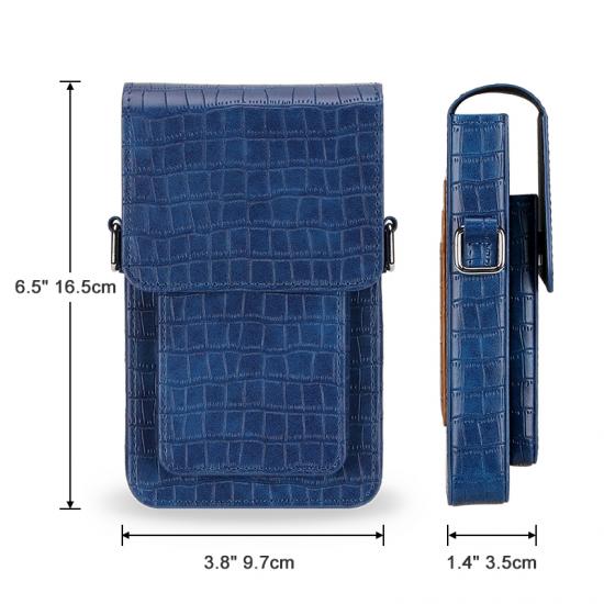alligator texture shoulder strap vertical pu leather phone pouch bag