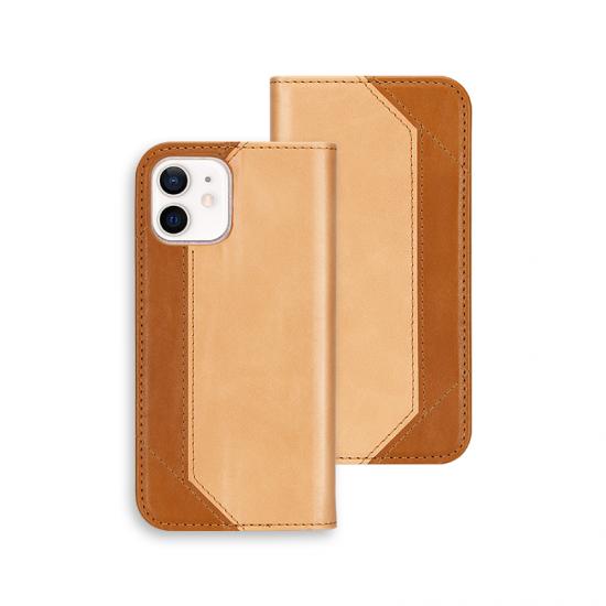 magnetic flip hexagonal two tone card slot pu leather case for Iphone