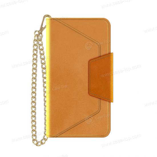Wholesale Custom Metal chain clamshell leather phone case