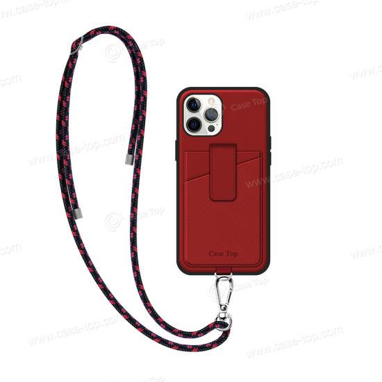 Wholesale Custom Lanyard card slot leather phone case
